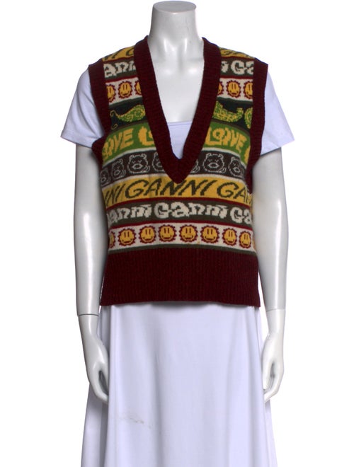 Ganni Wool Graphic Print Sweater