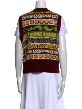 Ganni Wool Graphic Print Sweater