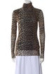 Ganni Animal Print Turtleneck Top