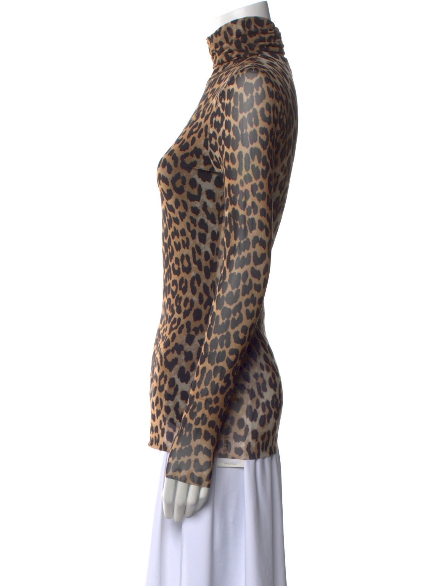 Ganni Animal Print Turtleneck Top