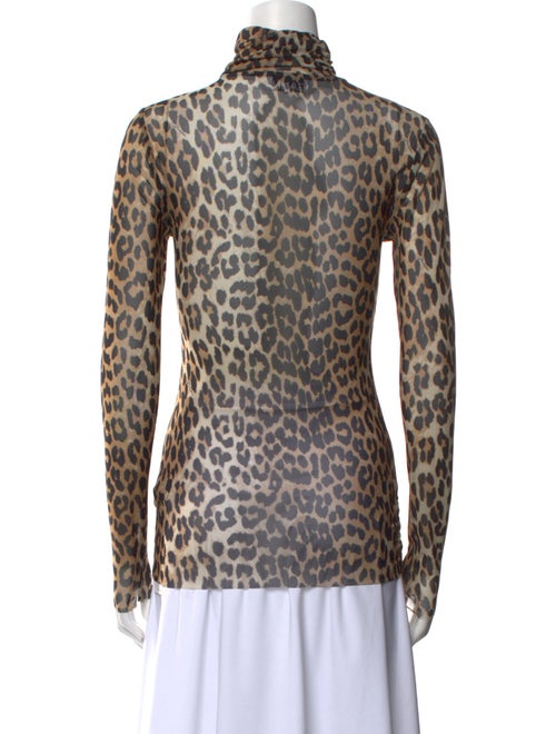 Ganni Animal Print Turtleneck Top