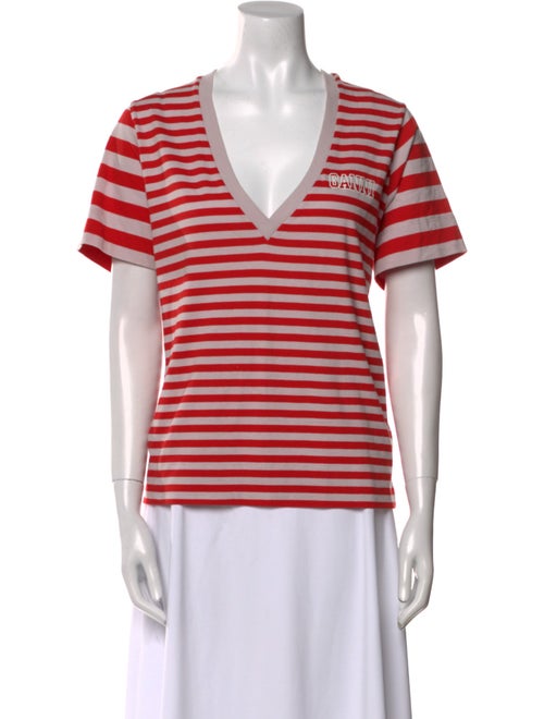 Ganni Striped V-Neck T-Shirt