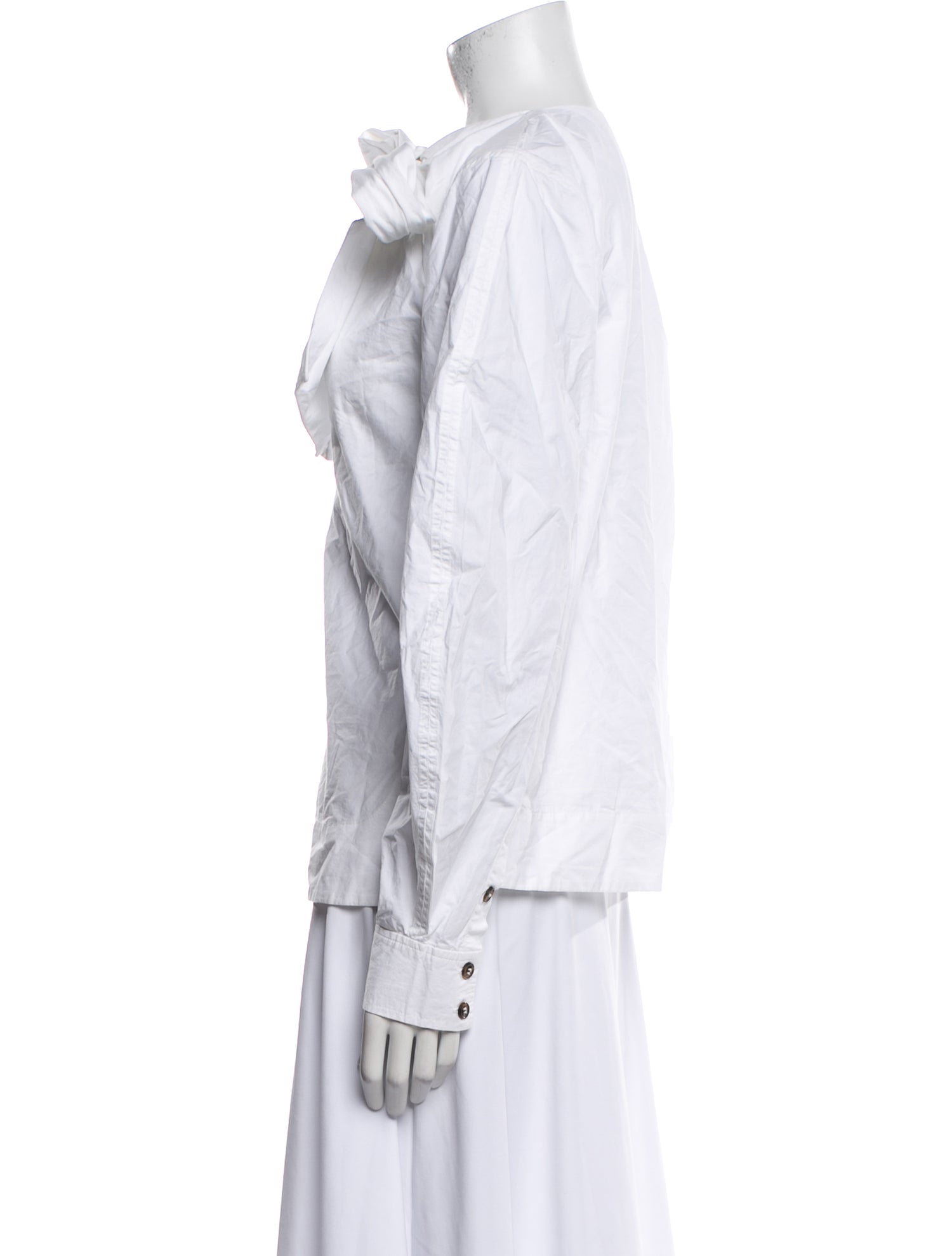 Ganni Mock Neck Long Sleeve Blouse