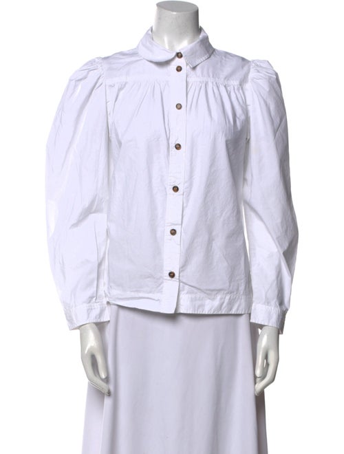 Ganni Three-Quarter Sleeve Button-Up Top