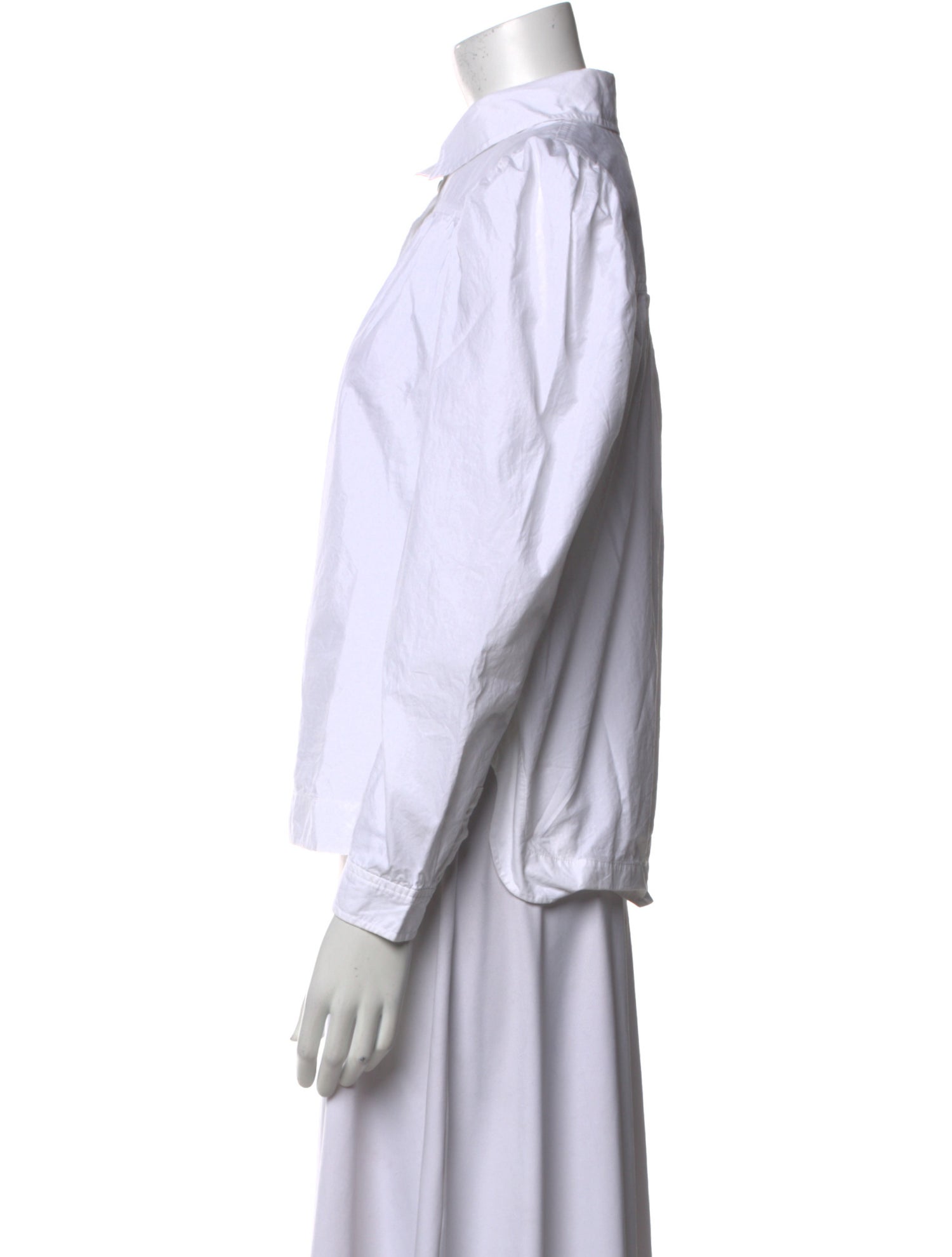 Ganni Three-Quarter Sleeve Button-Up Top