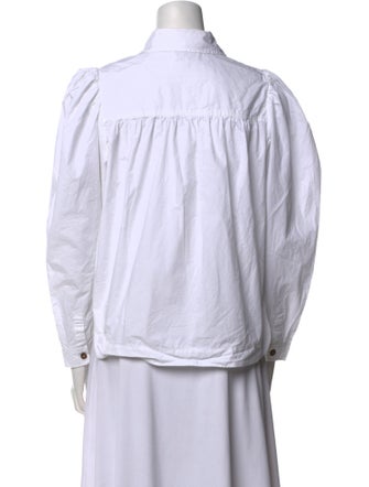 Ganni Three-Quarter Sleeve Button-Up Top