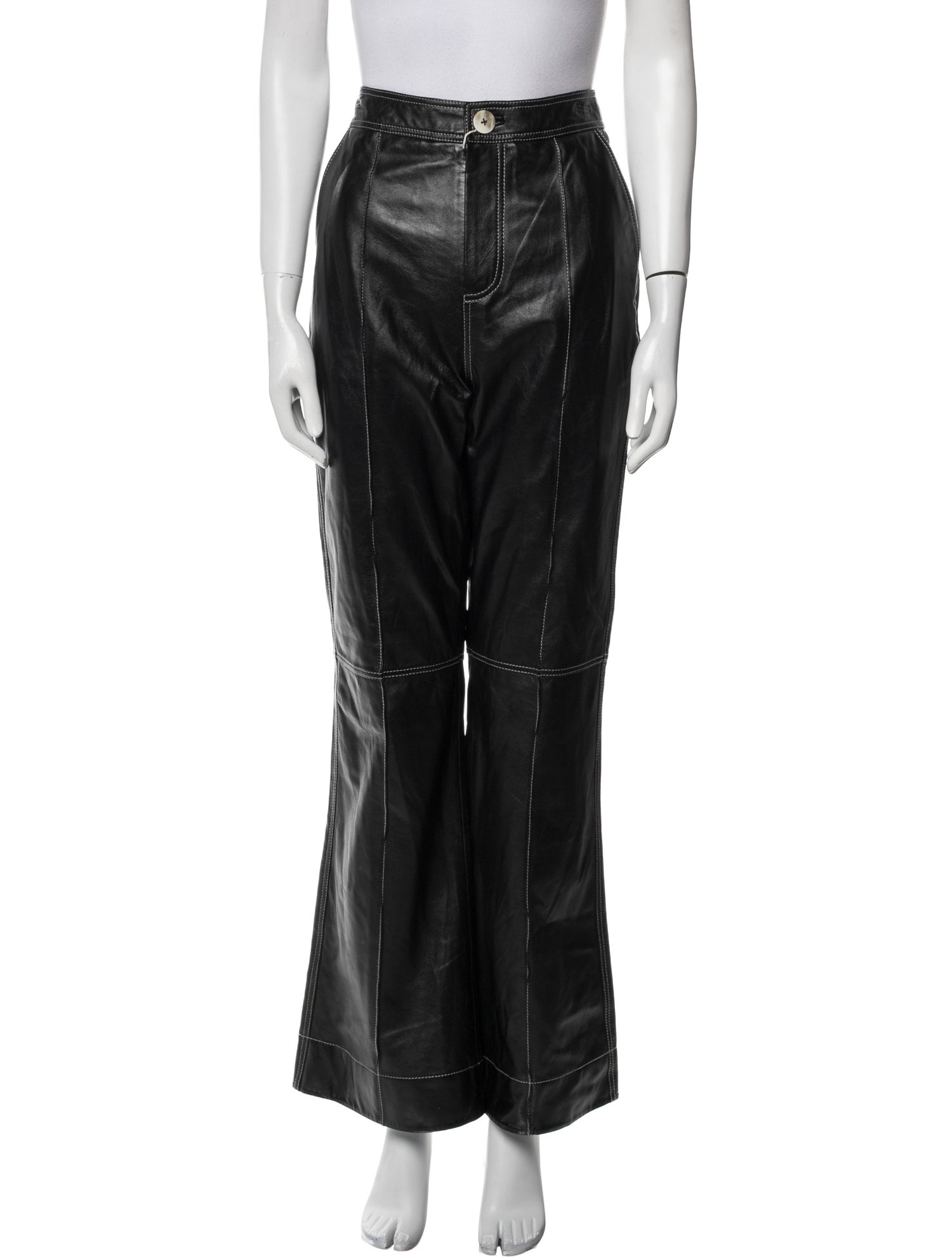Ganni Lamb Leather Wide Leg Pants