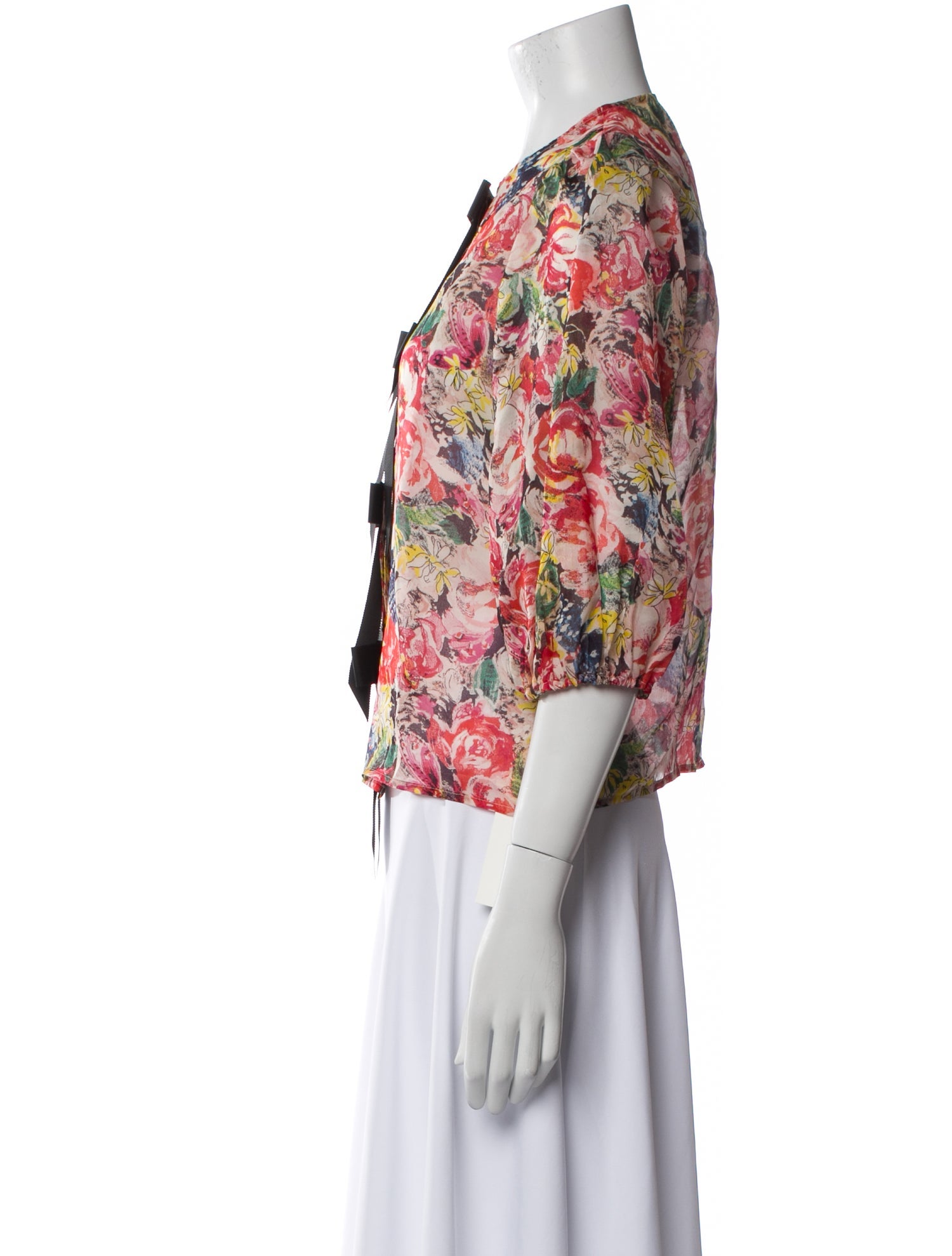 Ganni Silk Floral Print Crop Top