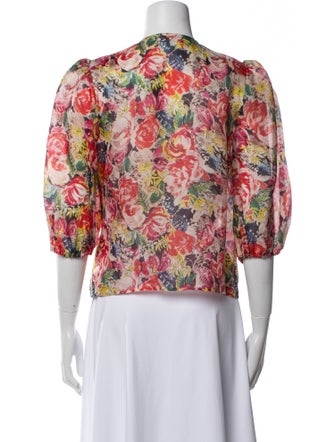 Ganni Silk Floral Print Crop Top