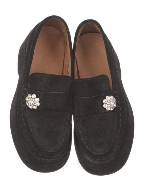 Ganni Suede Crystal Embellishments Loafers