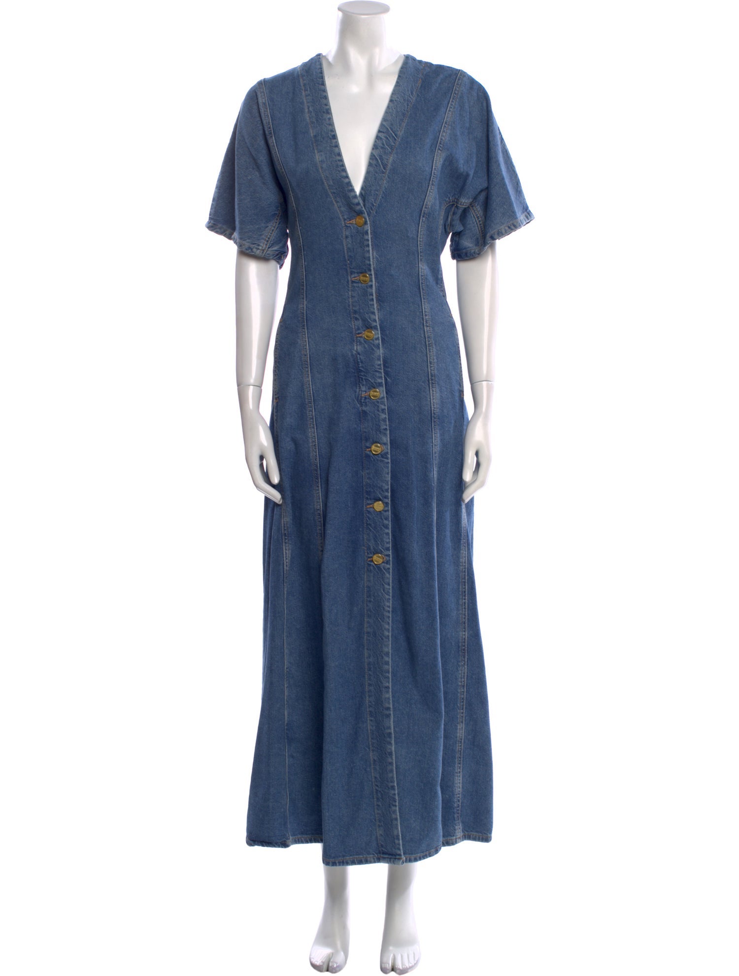 Ganni V-Neck Long Dress