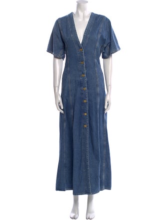 Ganni V-Neck Long Dress