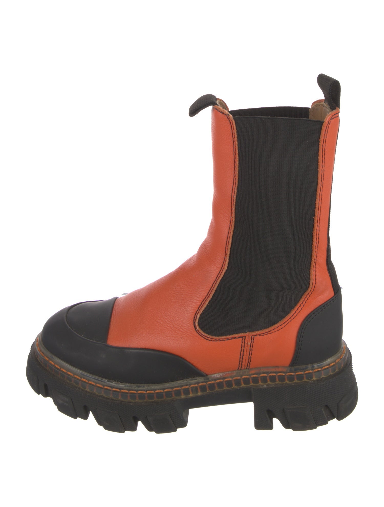 Ganni Leather Colorblock Pattern Chelsea Boots