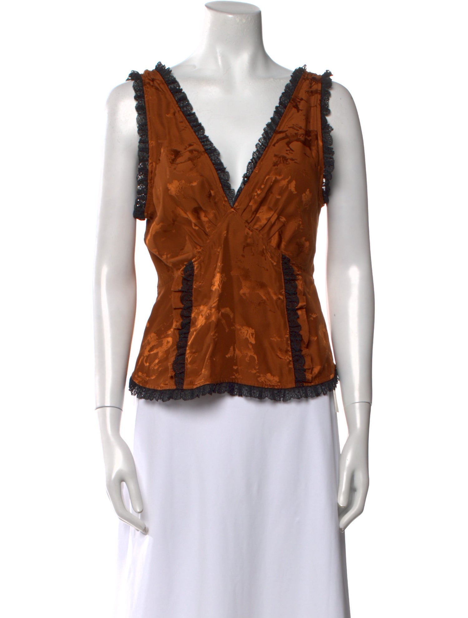 Ganni Silk Printed Crop Top