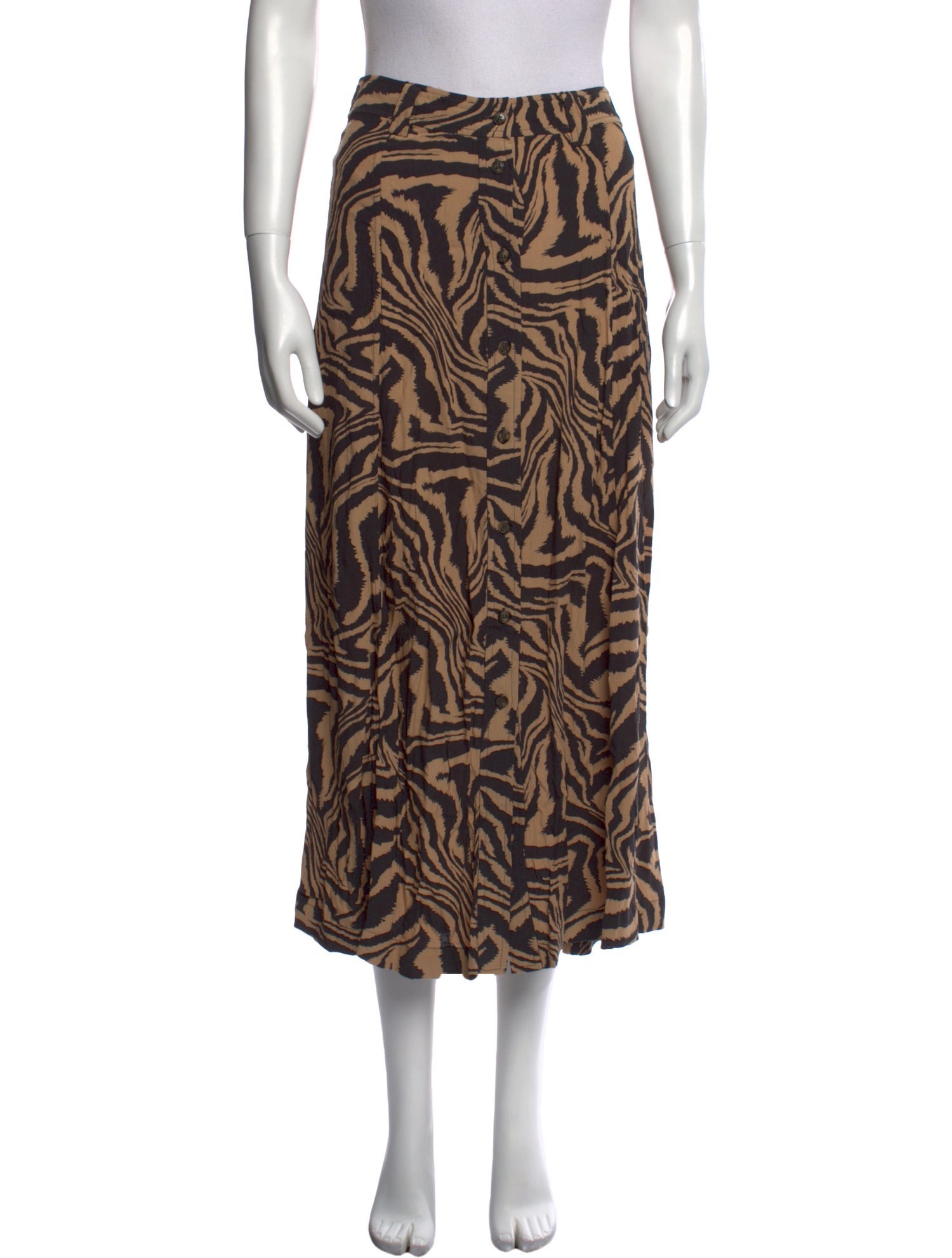 Ganni Animal Print Midi Length Skirt