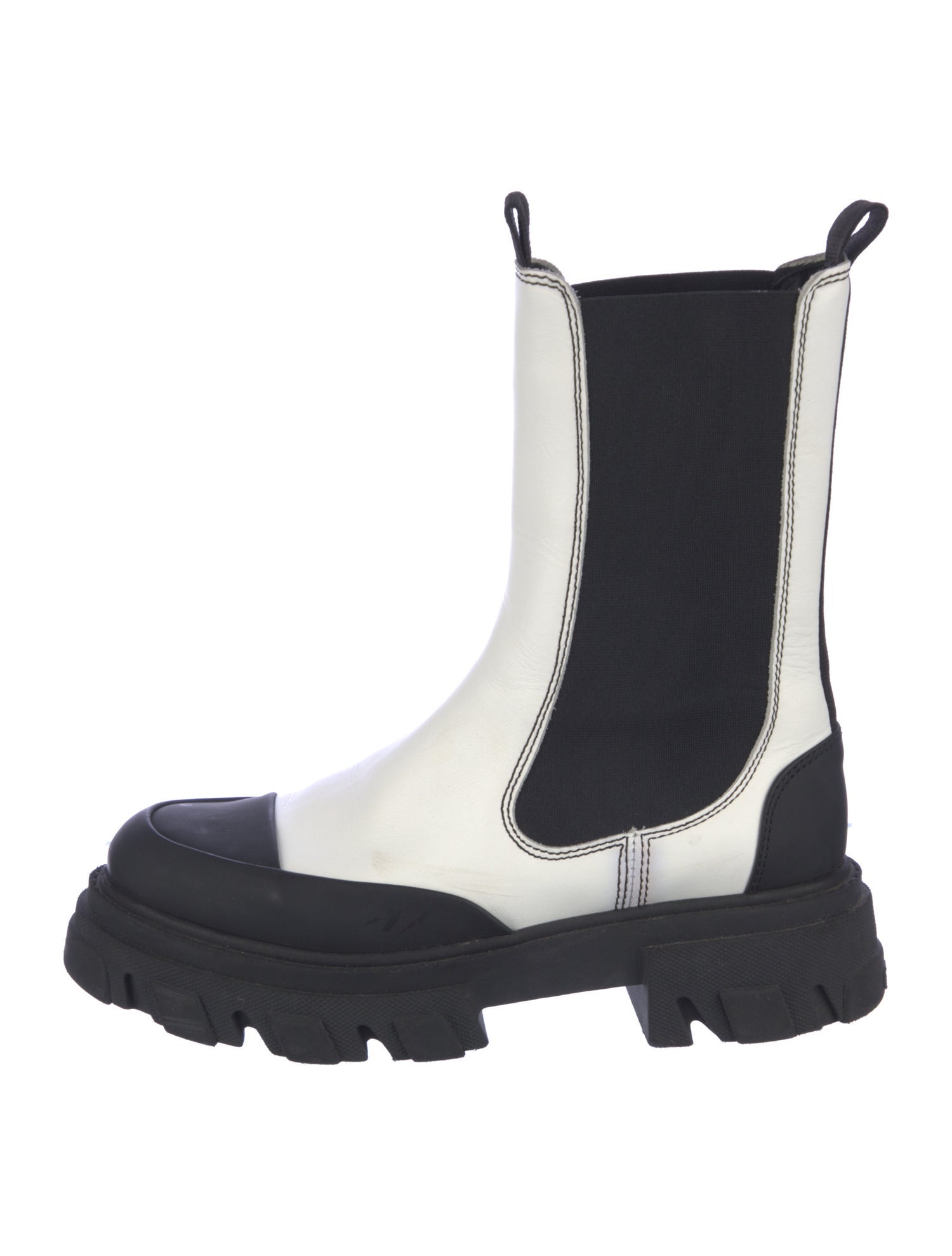 Ganni Leather Colorblock Pattern Chelsea Boots