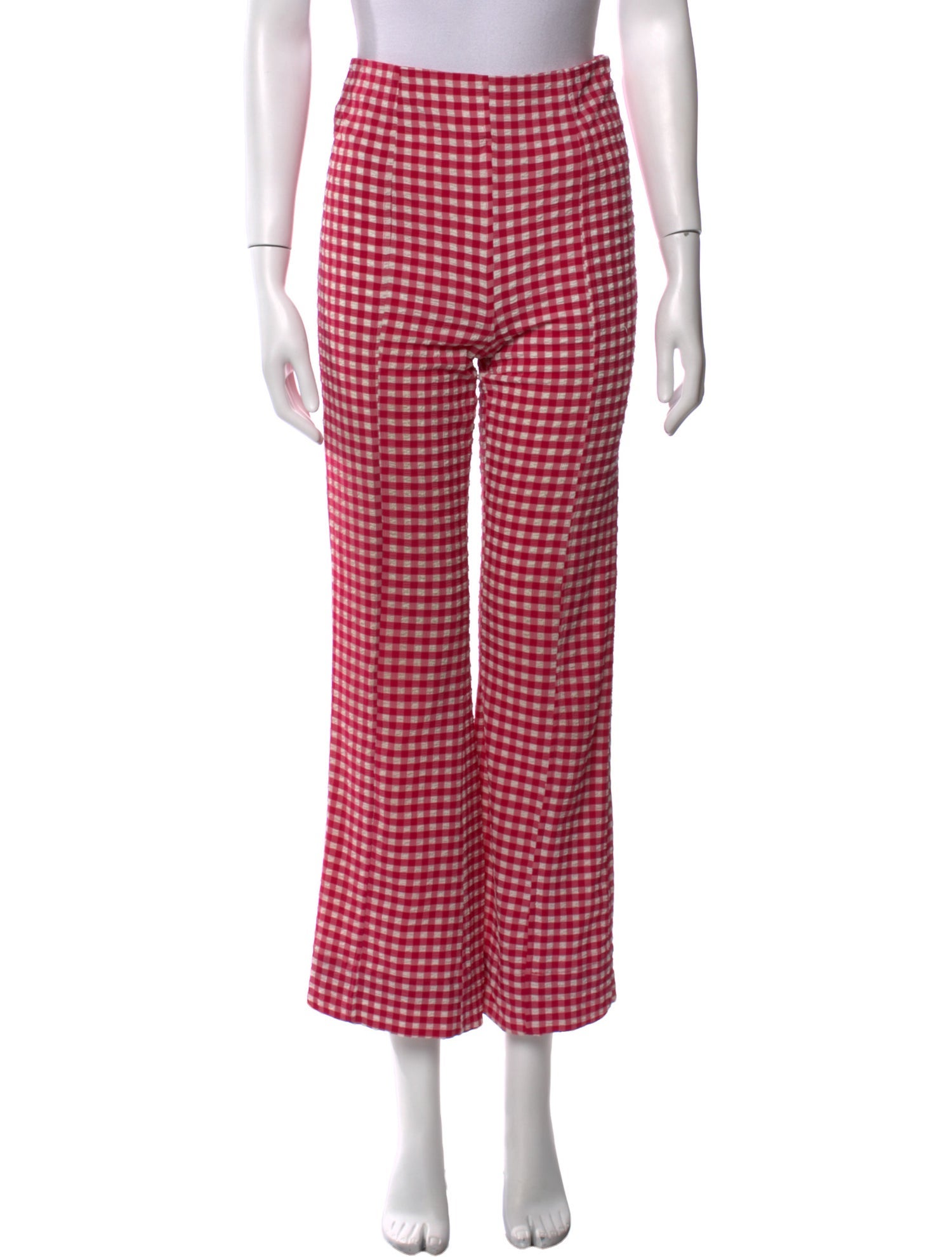 Ganni Plaid Print Wide Leg Pants