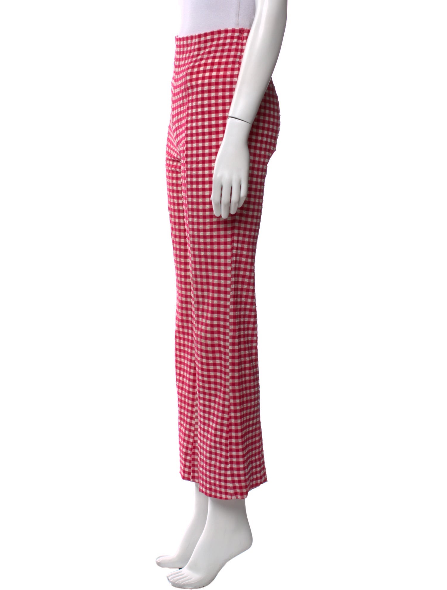 Ganni Plaid Print Wide Leg Pants