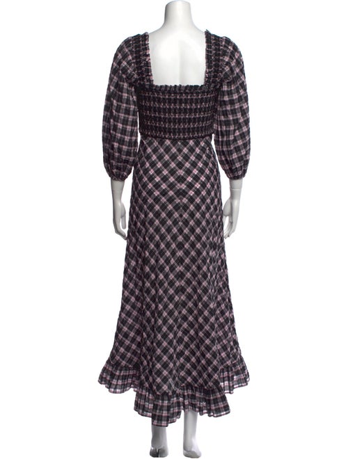Ganni Plaid Print Long Dress