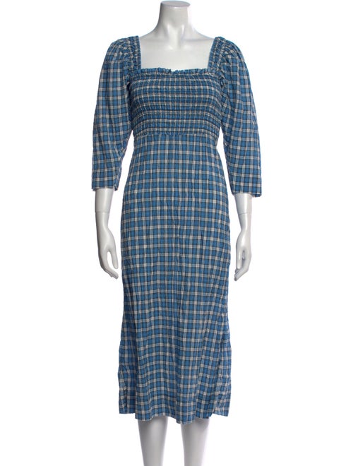 Ganni Plaid Print Long Dress