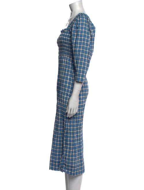 Ganni Plaid Print Long Dress