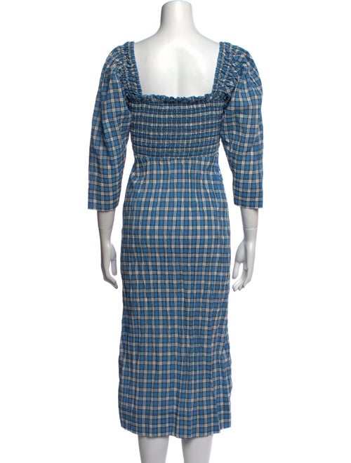 Ganni Plaid Print Long Dress