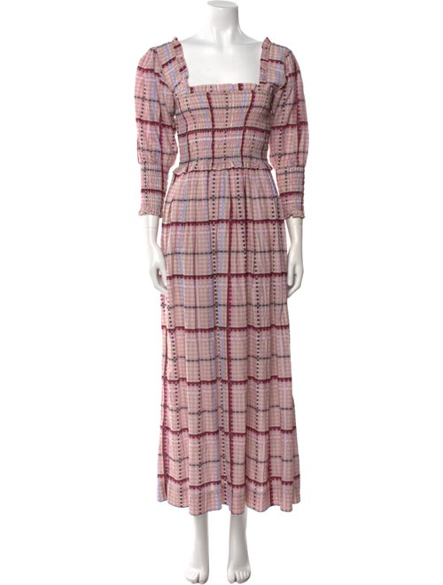 Ganni Plaid Print Long Dress