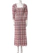 Ganni Plaid Print Long Dress