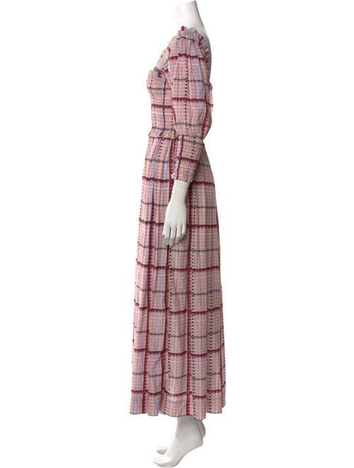 Ganni Plaid Print Long Dress