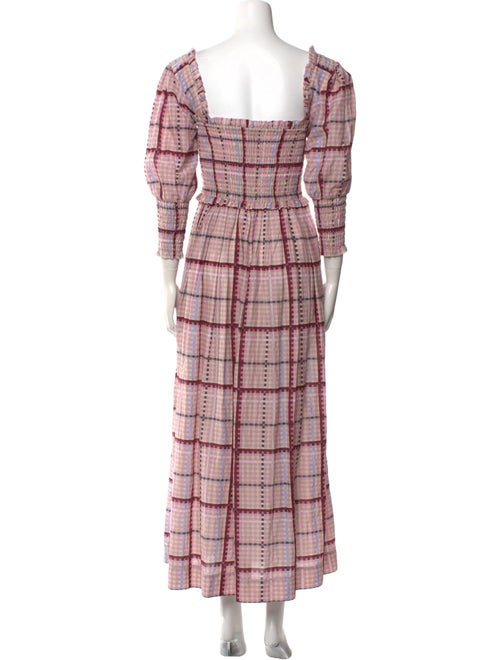 Ganni Plaid Print Long Dress