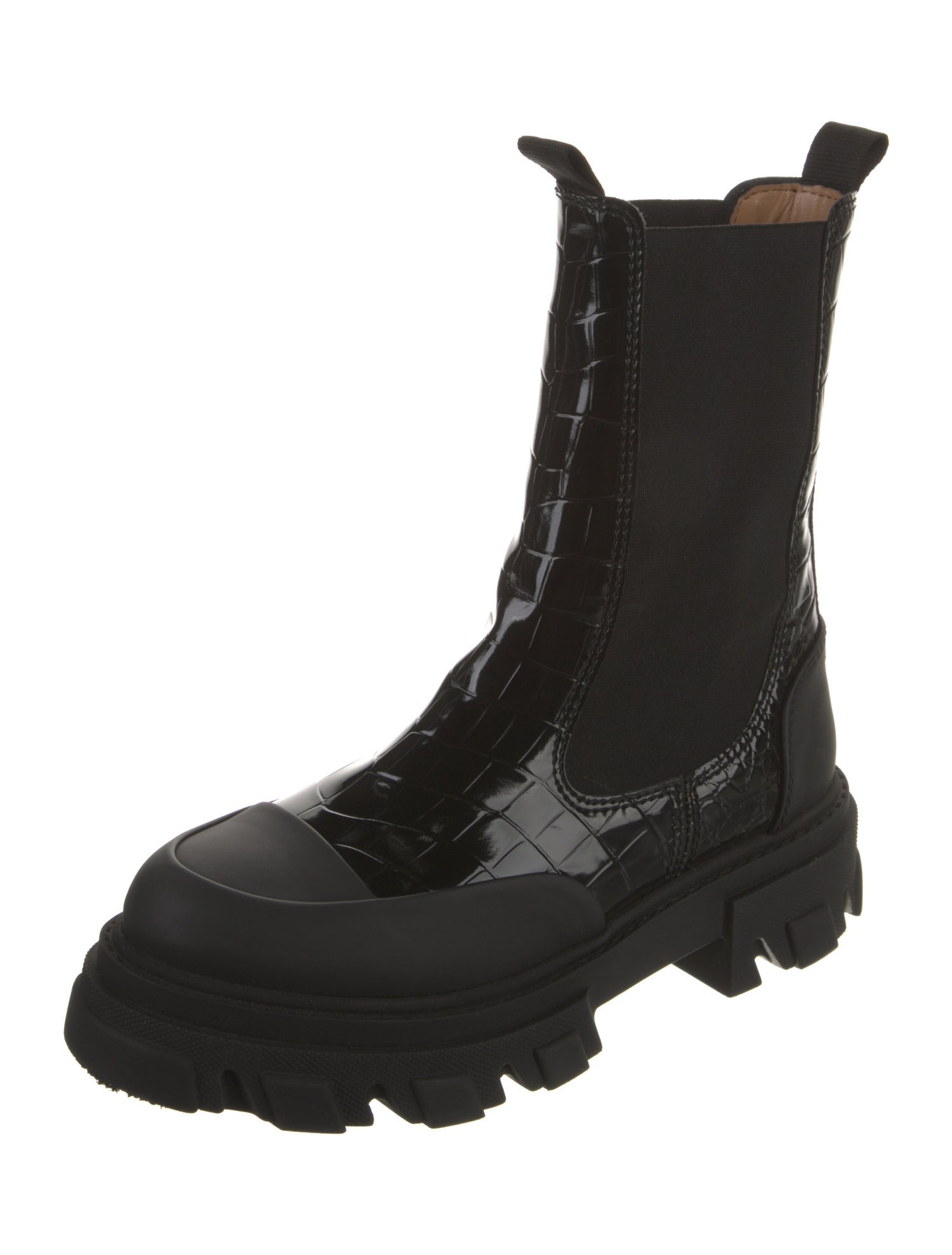 Ganni Patent Leather Combat Boots