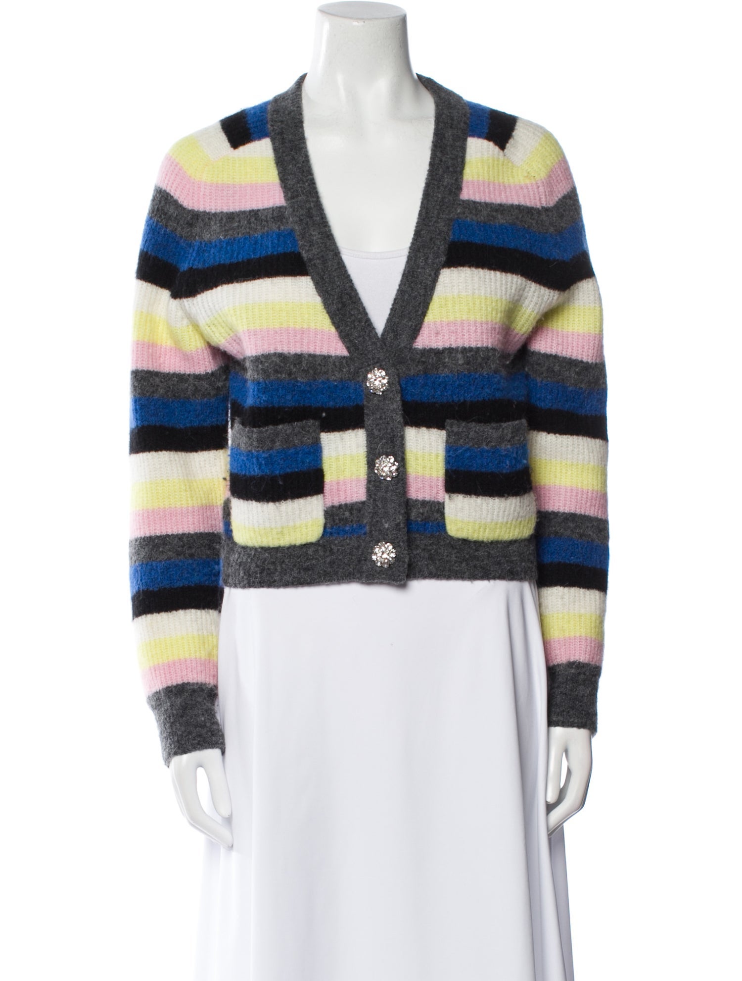 Ganni Striped V-Neck Sweater