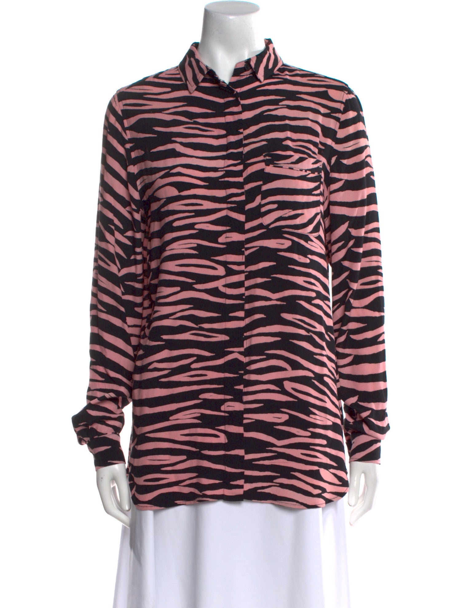 Ganni Animal Print Long Sleeve Button-Up Top