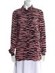 Ganni Animal Print Long Sleeve Button-Up Top
