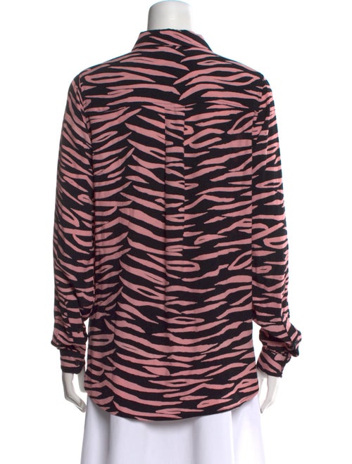 Ganni Animal Print Long Sleeve Button-Up Top