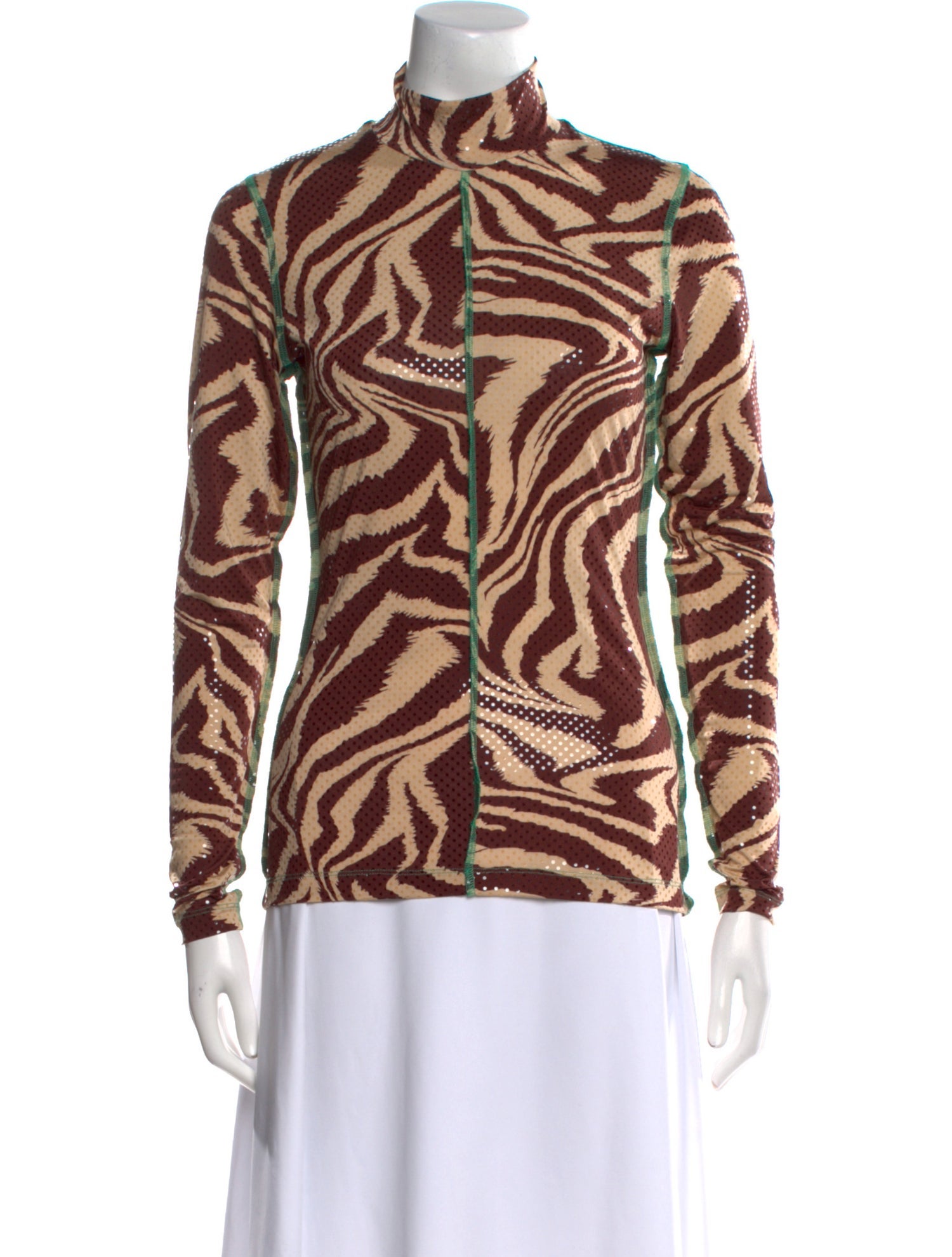 Ganni Animal Print Mock Neck Sweatshirt