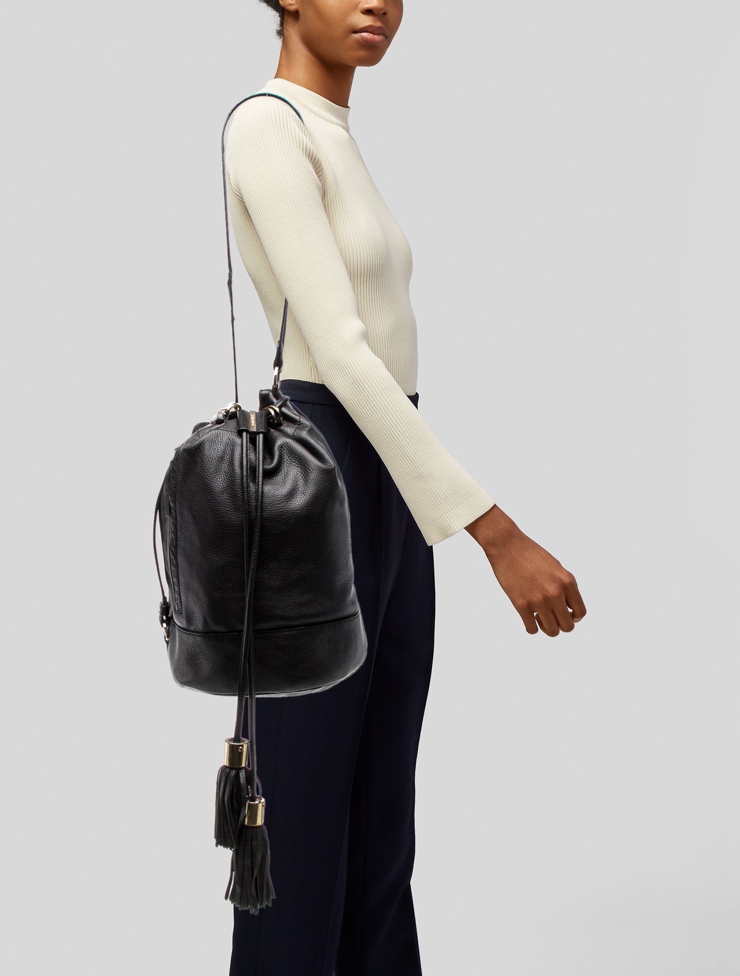 Ganni Leather Bucket Bag