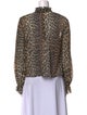 Ganni Animal Print Mock Neck Blouse