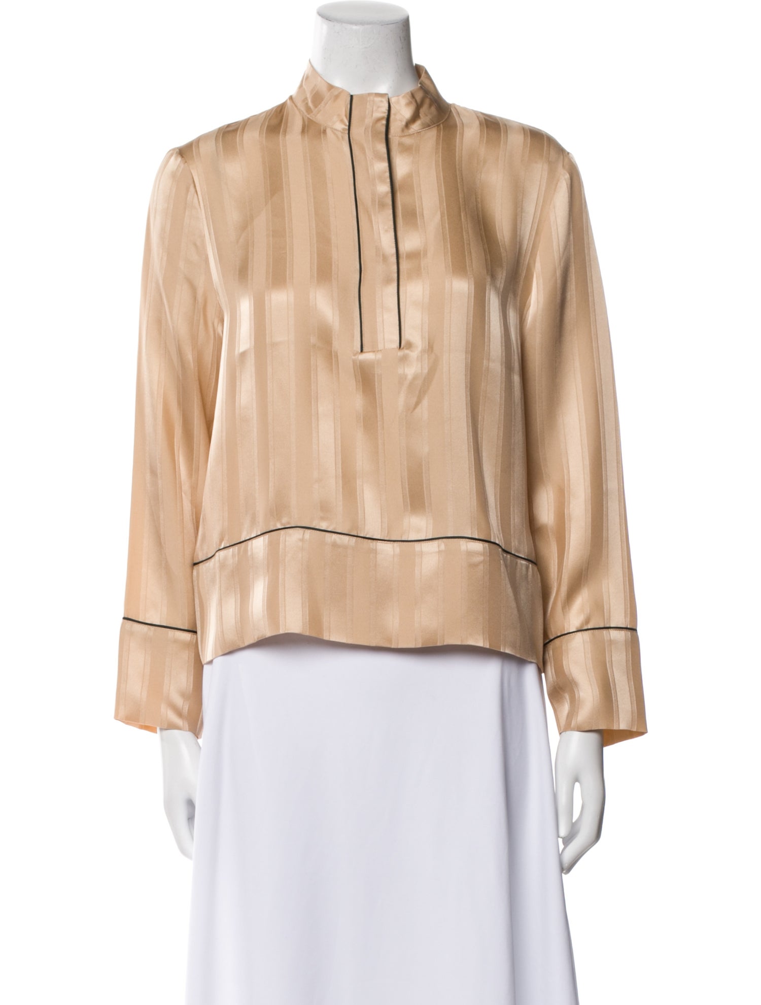 Ganni Silk Mock Neck Blouse