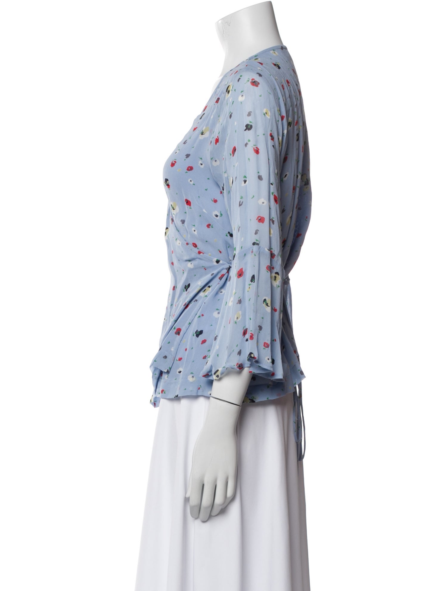 Ganni Floral Print V-Neck Button-Up Top