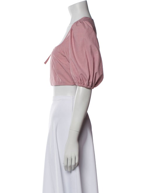 Ganni Square Neckline Three-Quarter Sleeve Crop Top