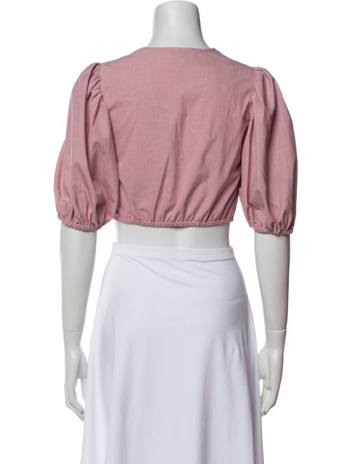 Ganni Square Neckline Three-Quarter Sleeve Crop Top