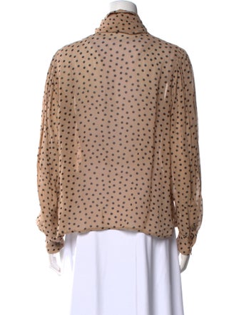 Ganni Polka Dot Print Mock Neck Blouse