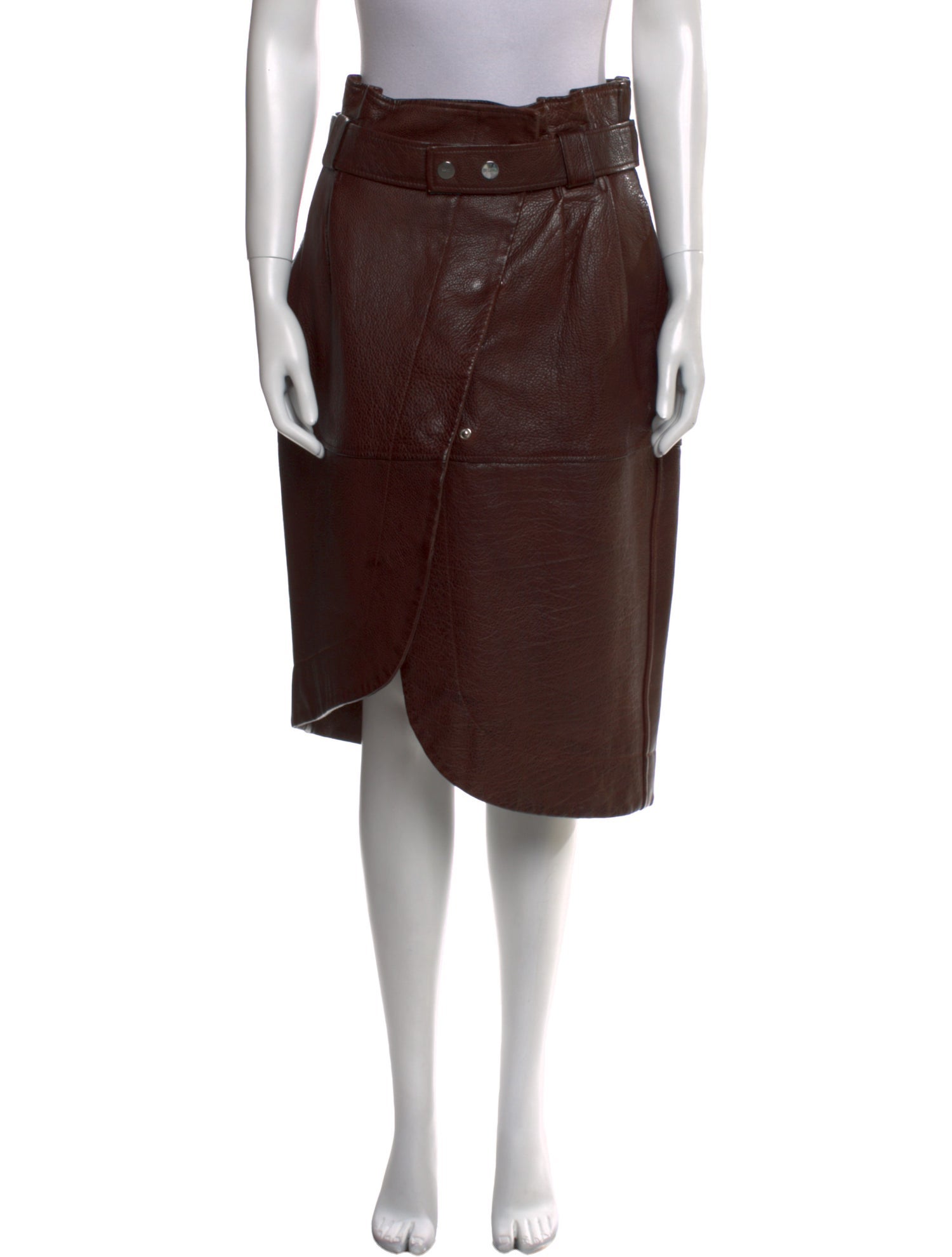 Ganni Leather Knee-Length Skirt