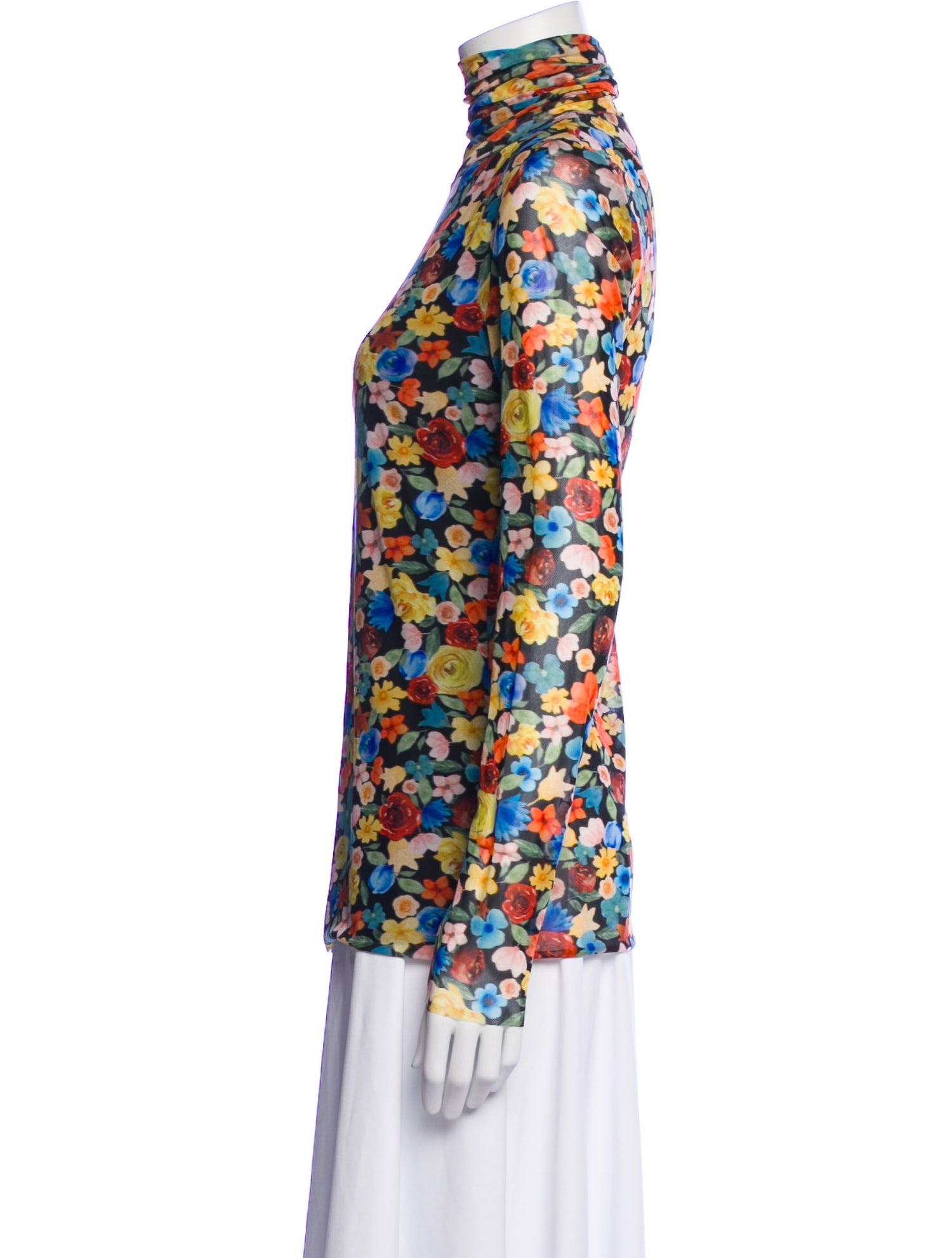 Ganni Floral Print Mock Neck Blouse