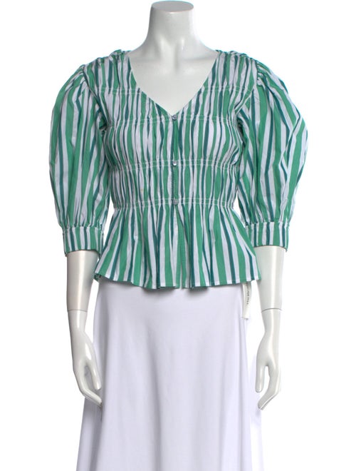 Ganni Striped V-Neck Top