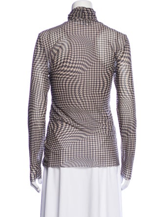 Ganni Houndstooth Print Turtleneck Top