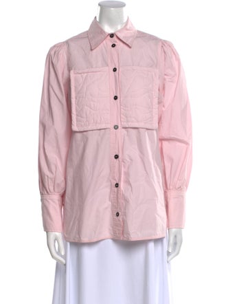 Ganni Long Sleeve Button-Up Top