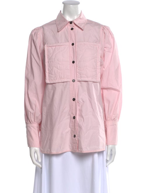 Ganni Long Sleeve Button-Up Top