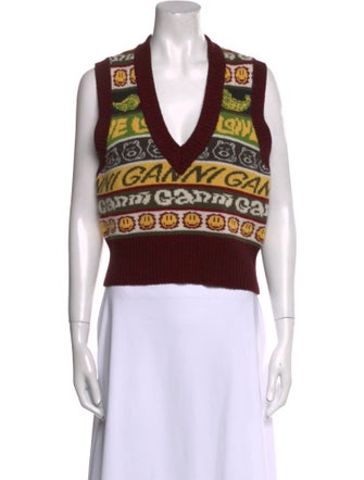 Ganni Wool Graphic Print Sweater